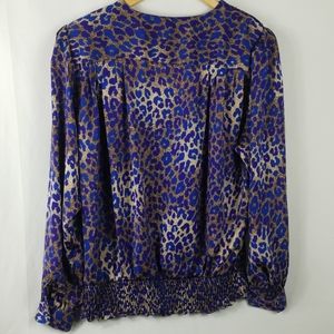 Tess | Blue/Purple Cheetah Print Chiffon Blouse